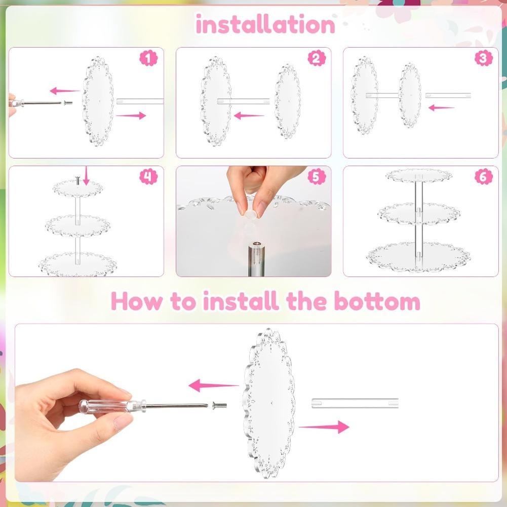 4 Tier Acrylic Cupcake Display Stand with Lace Edge Clear Food Safe Display for Various Celebrations and Gatherings