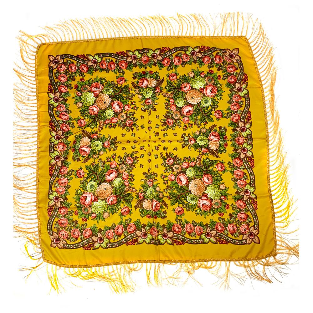 Women Retro Ukrainian Fringed Shawl Babushka Bandana Handkerchief Female Head Wraps Russian Floral Print Square Scarf