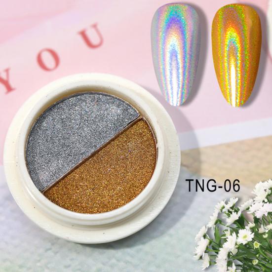 20G Chrome Nail Powder 2 Metallic Holographic Pigment Colors Mirror Effect Powder DIY Gel Nail Art