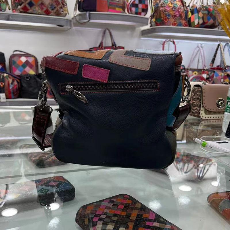 Bags Women'S And Women'S Bags Handmade Splicing Letters Contrasting Sheepskin Color Shoulder Bags Bucket Women'S Bags