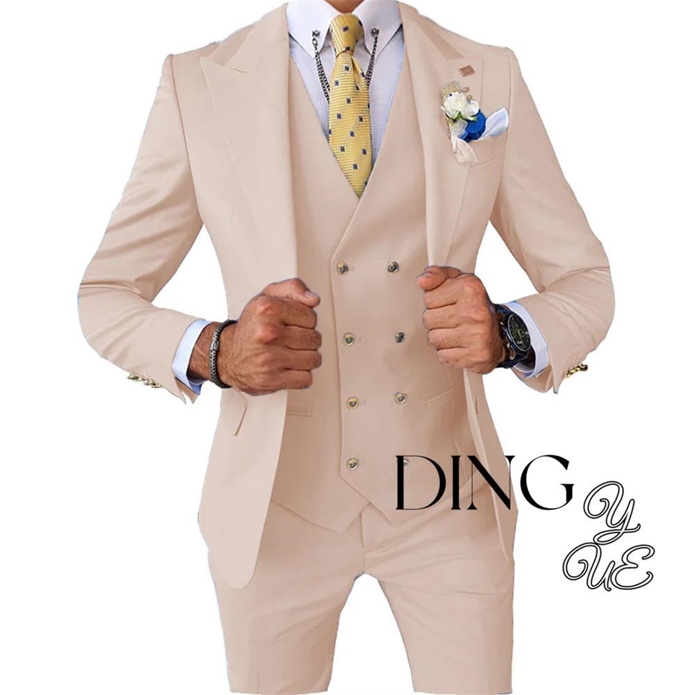 Korean Style Men's Three-piece Suit for Wedding or Business