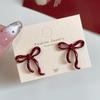 Cute Girls Bow Knot Stud Earrings for Women Wedding Party Trendy Wine Red Spray Painting Hollow Geometry Earrings Jewelry Gift