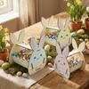 Wooden Easter Bunny Basket Semi-Open Frame Candy Storage Basket Bunny Decor Box  Table Centerpiece