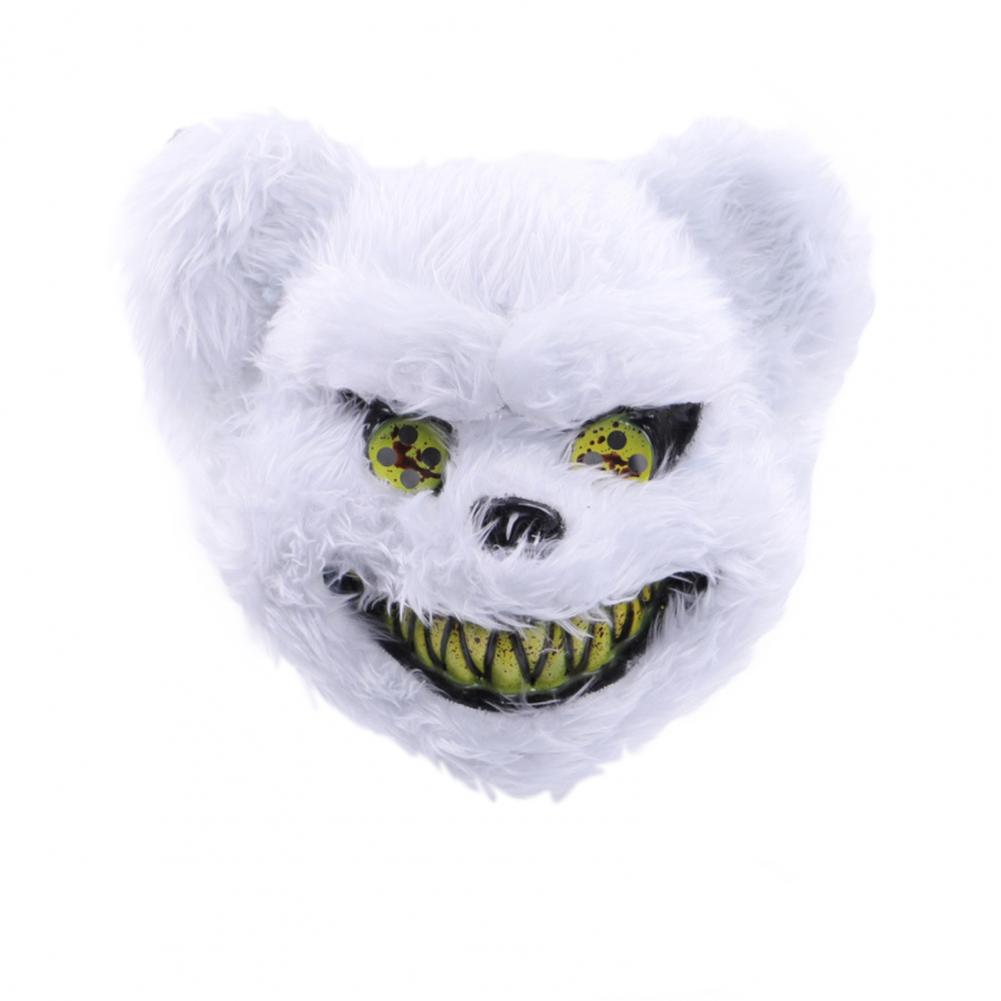 Face Cushion Spooky Throw Pillow Halloween Face Cushion with Light-up Furry Prop for Rave Parties Spooky Bear Rabbit Costume