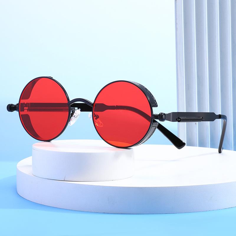New Retro Metal Round Frame Sunglasses Fashionable Women's Glasses Trendy Street Photography Sun Glasses UV400 Eyewear