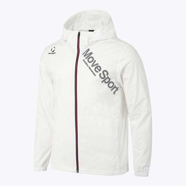 MUBEUSEUPOCHEUBAIDESANGTEU Wording Graphic Woven Hooded Windbreaker Jacket White Vs123Ewb11