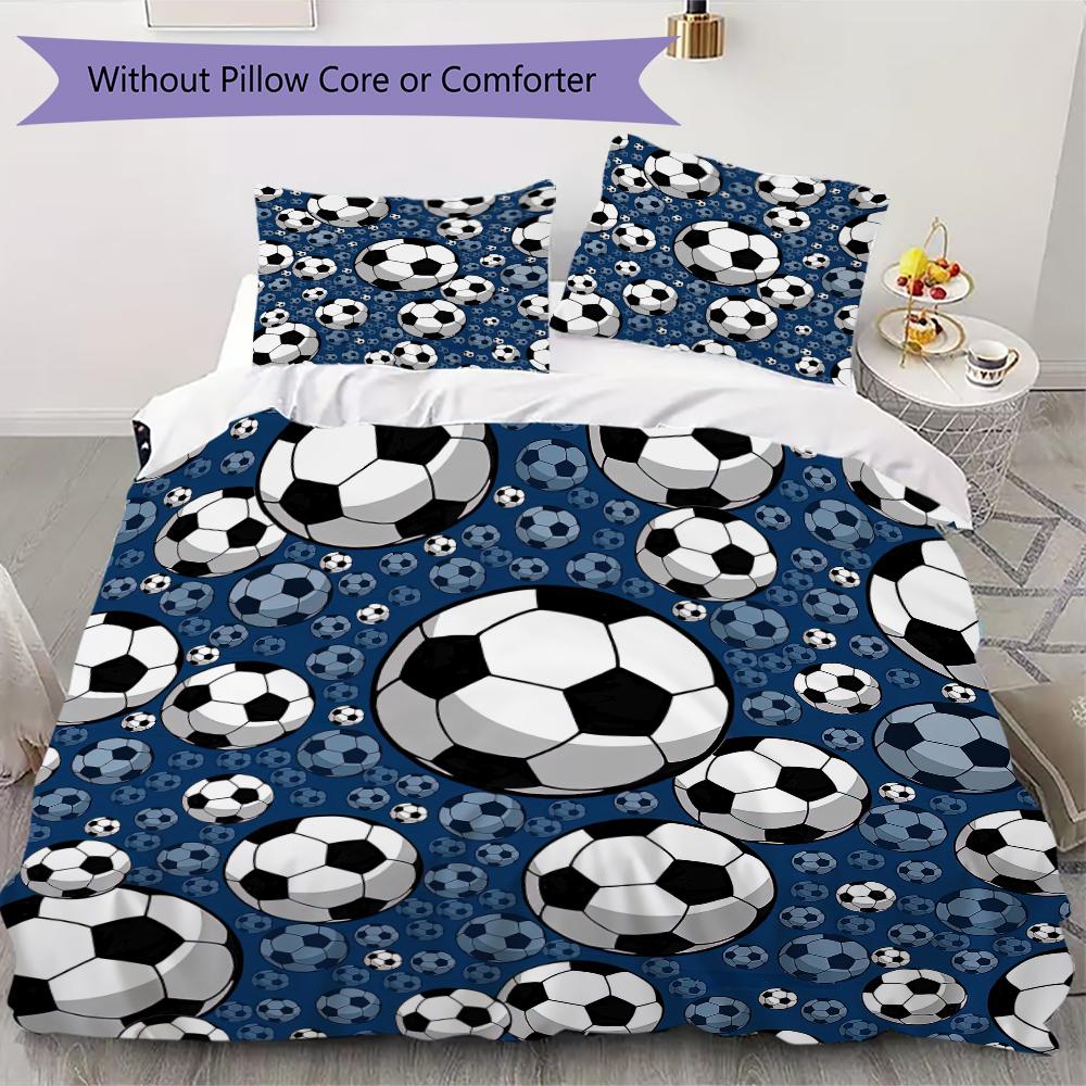 1 Stück Fußball-Thema Bettwäsche Steppdecke Set Bettbezug Kissenbezug Heimdekoration Geburtstagsgeschenk (1 * Bettbezug + 3 * Kissenbezug, ohne Füllung)A2