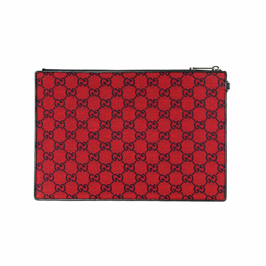 Gucci Valentines Day Collection Vintage Logo Leather Canvas Clutch Unisex clutch Red Blue 661105-2UZAV-6477