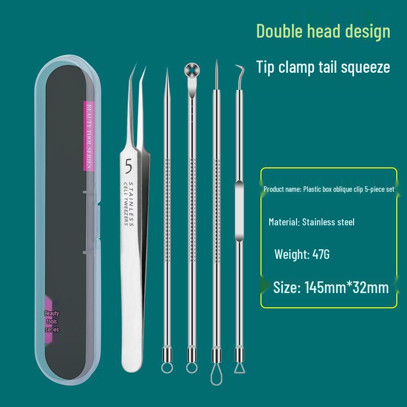 Precision Acne & Blackhead Removal Tweezers Set - Pimple Needle and Squeezing Tool