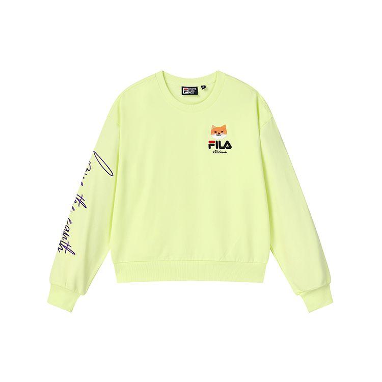 

FILA X Pepe Shimada Cartoon Logo Embroidered Sports Hoodie Women hoodies Fluorescent-Lime-Green F11W133299F-YE XL