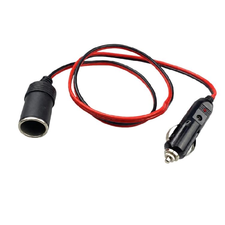 Vehicle Power Extension Cable with Male and Female Connectors, LED Power Indicator, and 12 V to 24 V Operation