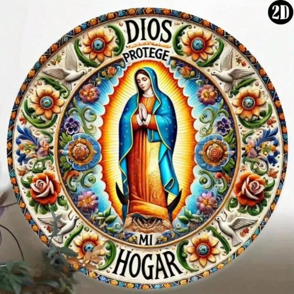 Metal Sign Spanish Decor God Protects My Home Vintage Style Rustproof Wall Art