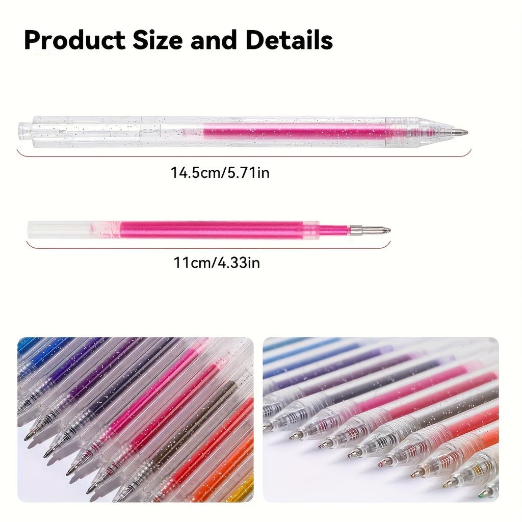 8/24 Color Glitter Gel Pen 1.0mm Metal Glitter Color Ballpoint Pen Paper Cardstock Diary Drawing Marking Coloring DIY Art