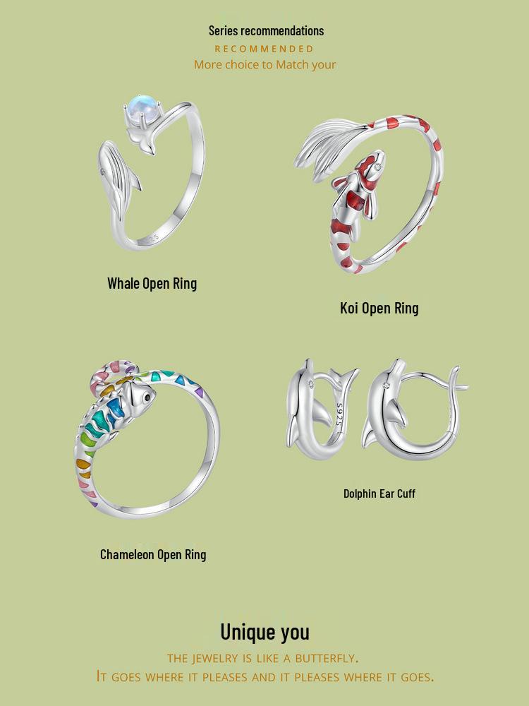 Avle S925 Sterling Silver Platinum-Plated Dolphin Earrings for Women - Style BSE881