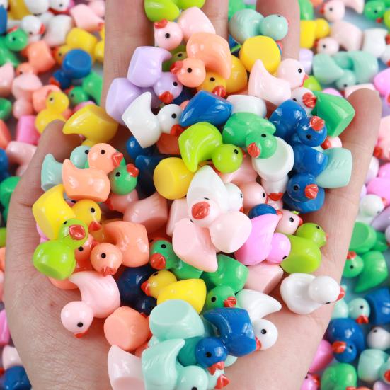 100Pcs Mini Duck Figurine Luminous Miniature Cartoon Yellow Duck Ornament DIY Microlandscape Fairy Garden Animal Resin Statue Decoration