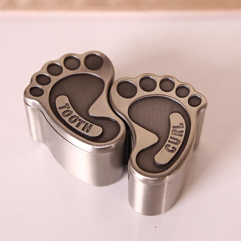 Creative European exquisite elephant baby teeth fetal hair collection box metal small baby hair tooth storage packaging box