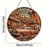 2D Vintage Route 66 Metal Sign, Retro Tin Plate Poster for Home Bar, Rustic Wall Art Decor for Cafe Club Garage