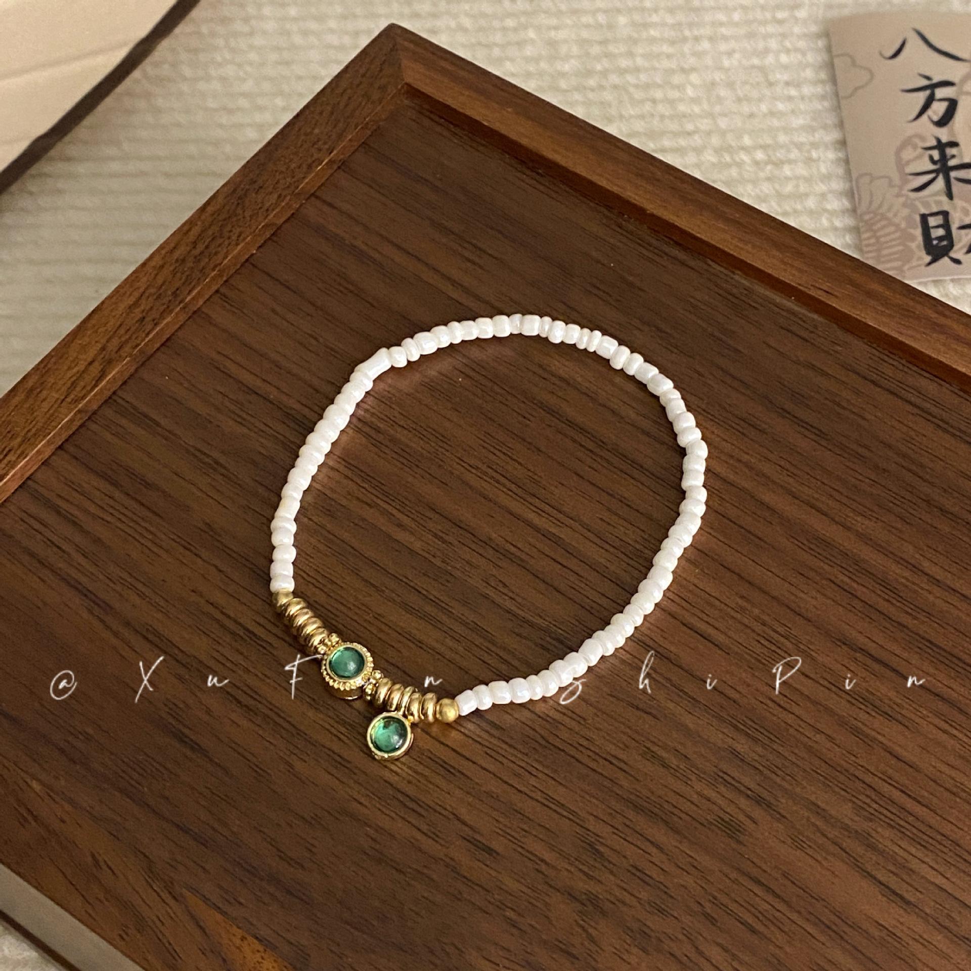 

Браслет из бисера Синяя волна , глазурь из бобов мунг, женский, высококлассный, с чувством легкой роскоши, нишевый, новый китайский, с холодным ощущением, универсальное украшение