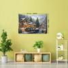 Christmas Themed Tapestry, Festive Town with Christmas Trees Corridor Scene, Polyester Woven Wall Hanging, Animal & Nature Pattern, Brushed Fabric, 90