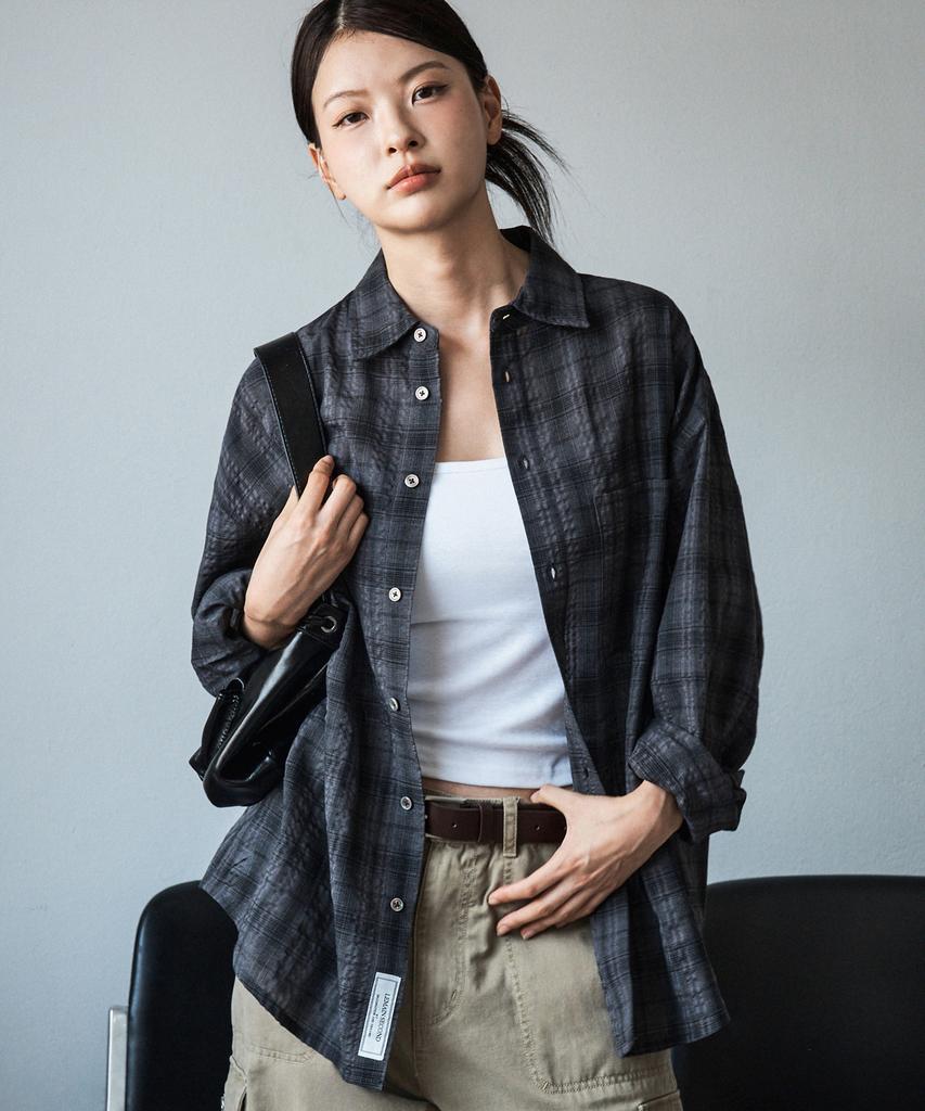 LEMAIN SECOND Check Oversized Shirt [Charcoal]