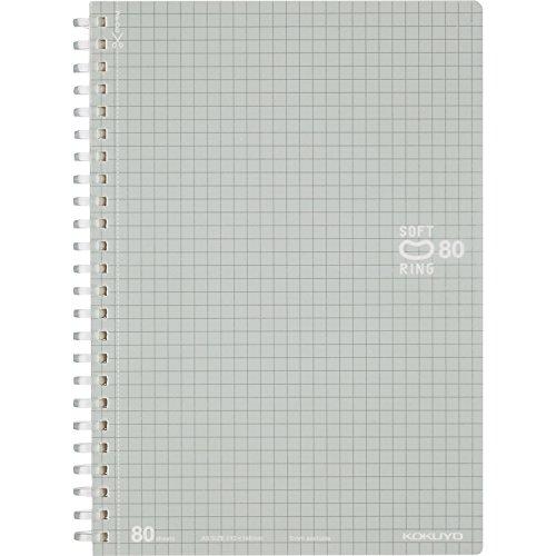 KOKUYO Soft Ring Notebook, 80 sheets, A5 size, Grid ruled, Silver (SU-SV338S5-C)