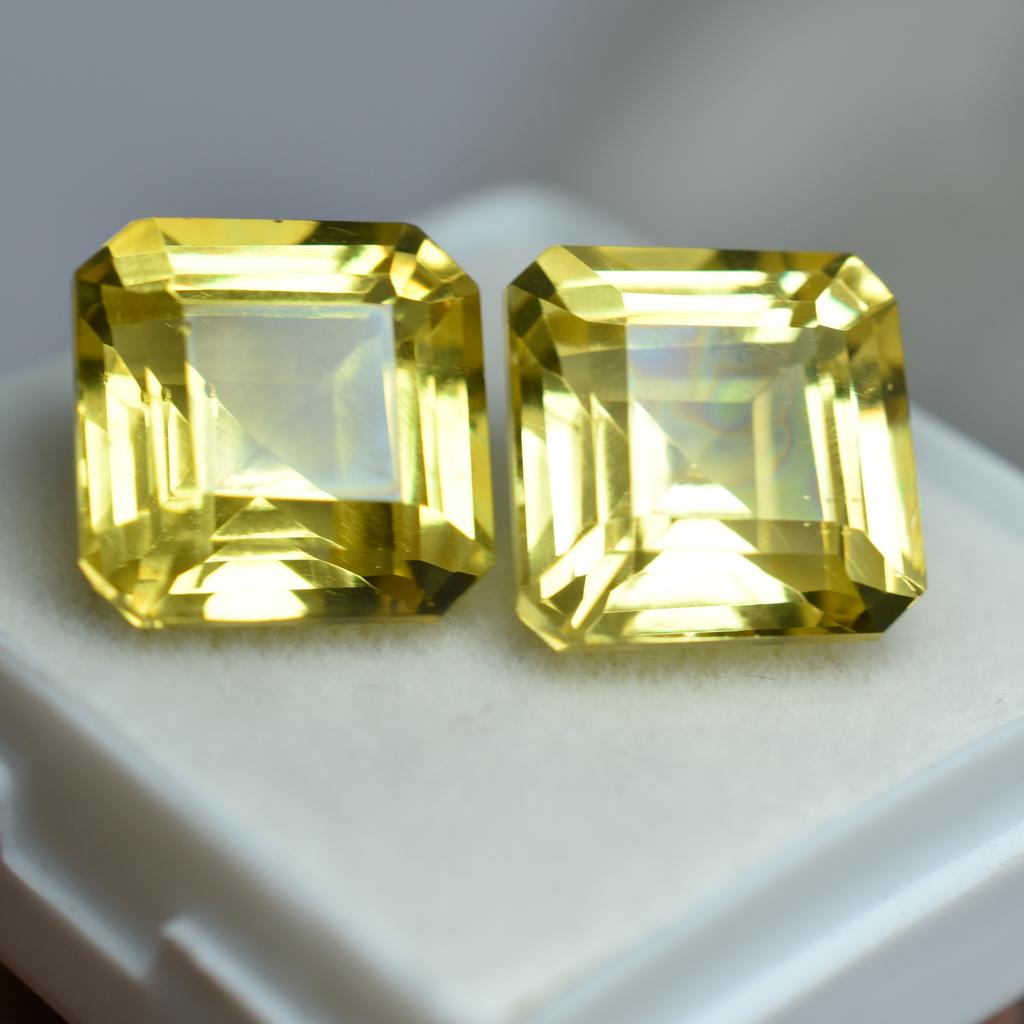 20.56 Ct Natural Yellow Sapphire   Square Cut Pair Best Loose Gemstone