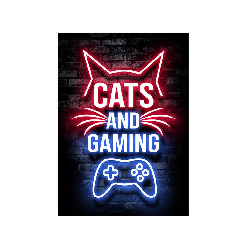 Mode Retro Spielzimmer Neon Poster und Drucke Moderne Leinwand Malerei Wand Kunst Bild für Gamer Junge Schlafzimmer Dekoration