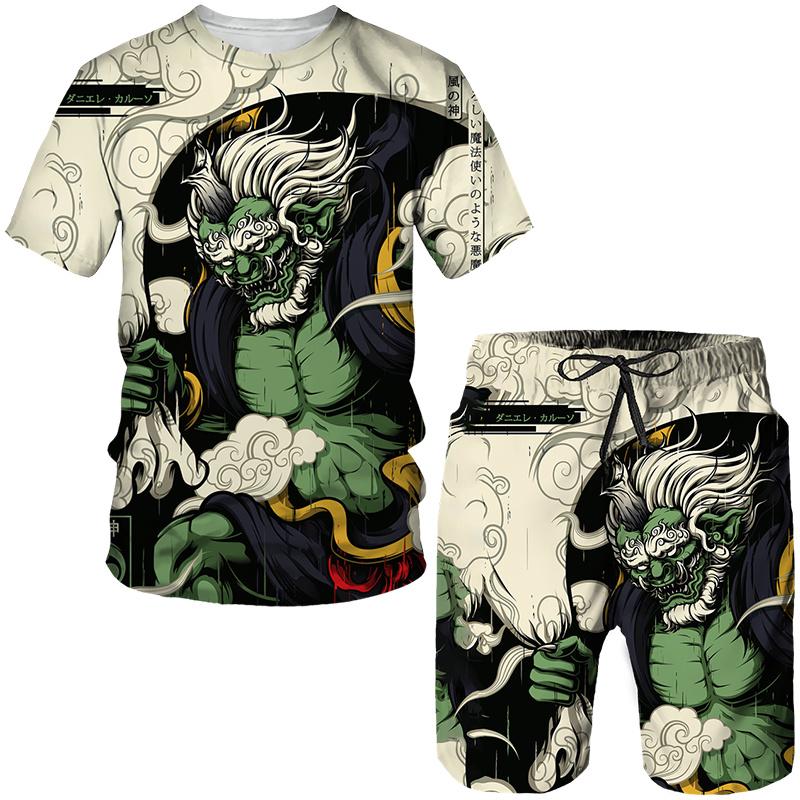 Men's Shorts T Shirt Set Outfits Graphic Leaf Plant Crew Neck Clothing Apparel 3D Print Outdoor Daily Short Sleeve 2 Piece Designer Casual Comfortable