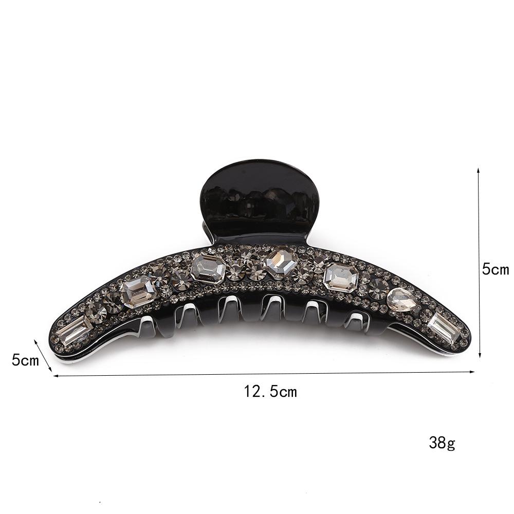 Rhinestone Black Acetate Hair Claw Clip – Shiny, Versatile, High-Texture Hair Accessory