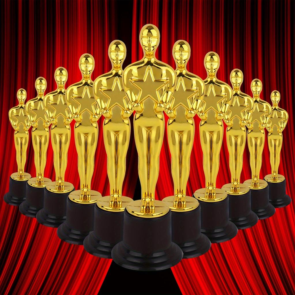1/3/6/12 Pezzi Statuette Trofeo Dorato, Trofei Premio in Plastica Stile Oscar per Decorazioni da Festa, Regali di Apprezzamento