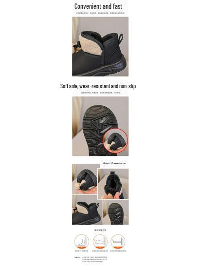 Four Seasons Girls' Velvet Snow Boots with Fur Ball Bows and Non-slip Sole.