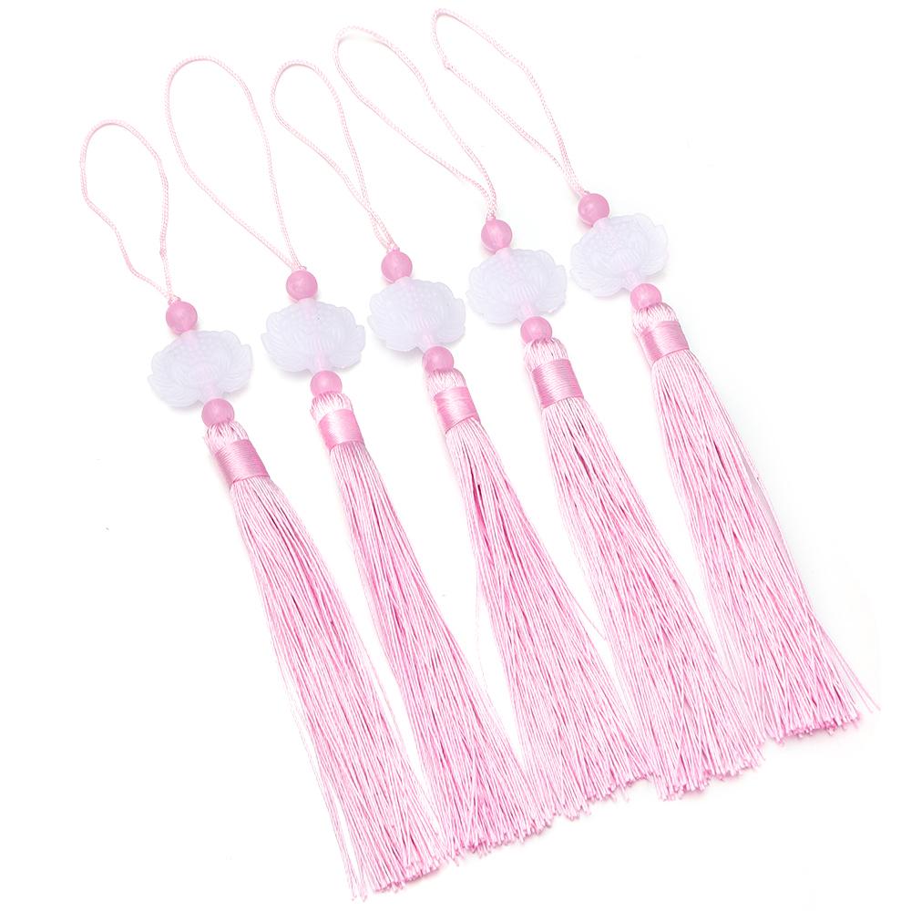 10pcs 23cm Tassel Silk Fringe Trim Colorful Handmade White Jade Lotus Tassels For DIY Bookmarks Souvenir Home Party Gift Decor