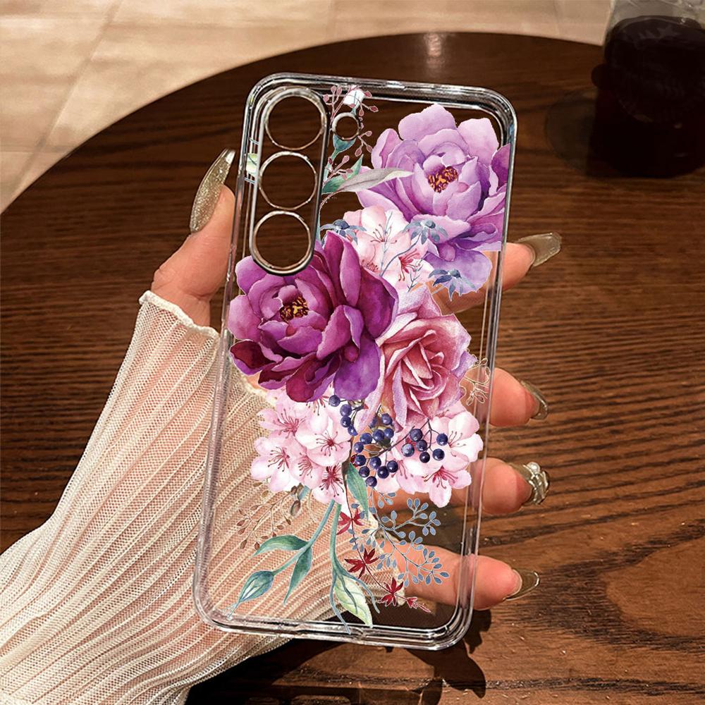 Olejomalba Květ bílé růže Pouzdro na telefon pro Samsung Galaxy A56 A16 A26 A36 A37 A57 A17 A13 A11 A10 Průhledný TPU kryt
