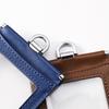 2-Sided Transparent Window Badge Holder ID Business Work Card Holders Genuine Leather Card Case with Lanyard (Can Hold 4 Cards )