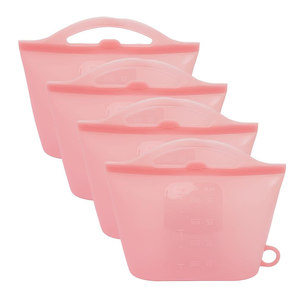 4 Stück Auslaufsichere Silikon-Lebensmittelaufbewahrungsbehälter mit bunten Deckeln – BPA-frei, Spülmaschinenfest, Perfekt für Küche, Kühlschrank, Reise & Bürogebrauch