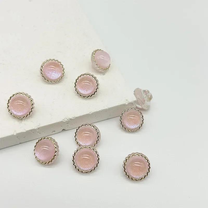 10 ks Krásné třpytivé knoflíky s práškem 11,5 mm Kulaté průhledné akrylové knoflíky s dírkou Sukně Blůza Doplňky