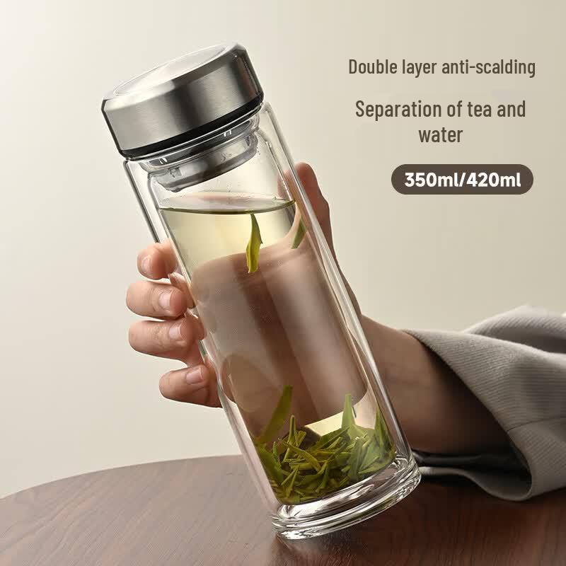 Double-Wall Tea Infuser Glass Bottle