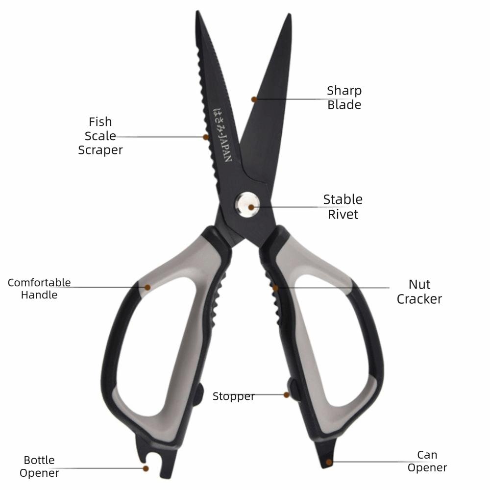 Heavy-Duty Chicken Bones Scissor Black Barbecue Scissors Kitchen Shear  for Food-Cutting