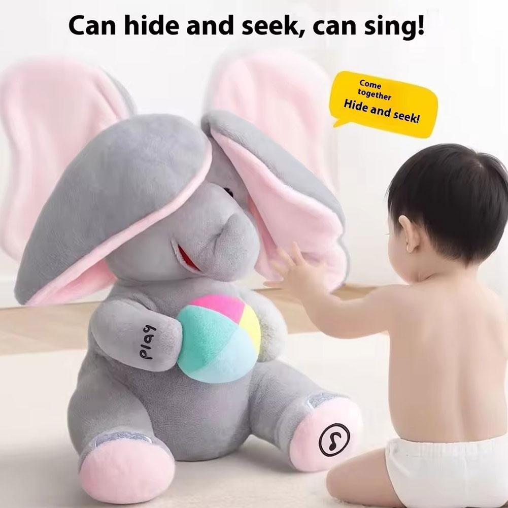 2026 Hide-and-seek Elephant Plush Toy Flapping Ears With Cheerful Songs Elephant Soft Soothing Child Artifact Christmas Gift