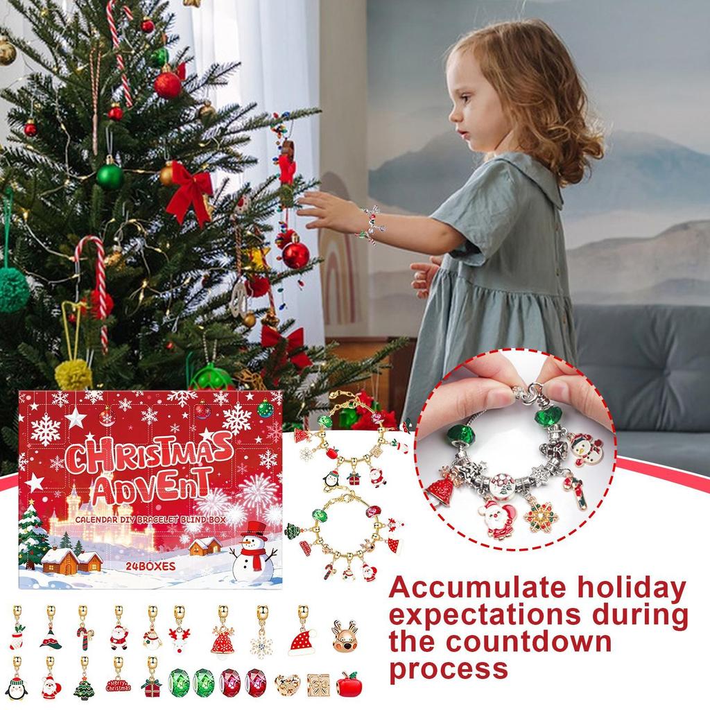 New Christmas Advent Calendar 24 Grid Countdown DIY Bracelet Advent Blind Box Christmas Decoration Surprise Blind Box Gifts