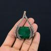 Lab-Created Emerald Gemstone Pure Copper Wire Wrapped Designer Handmade Pendant Jewelry For Gift