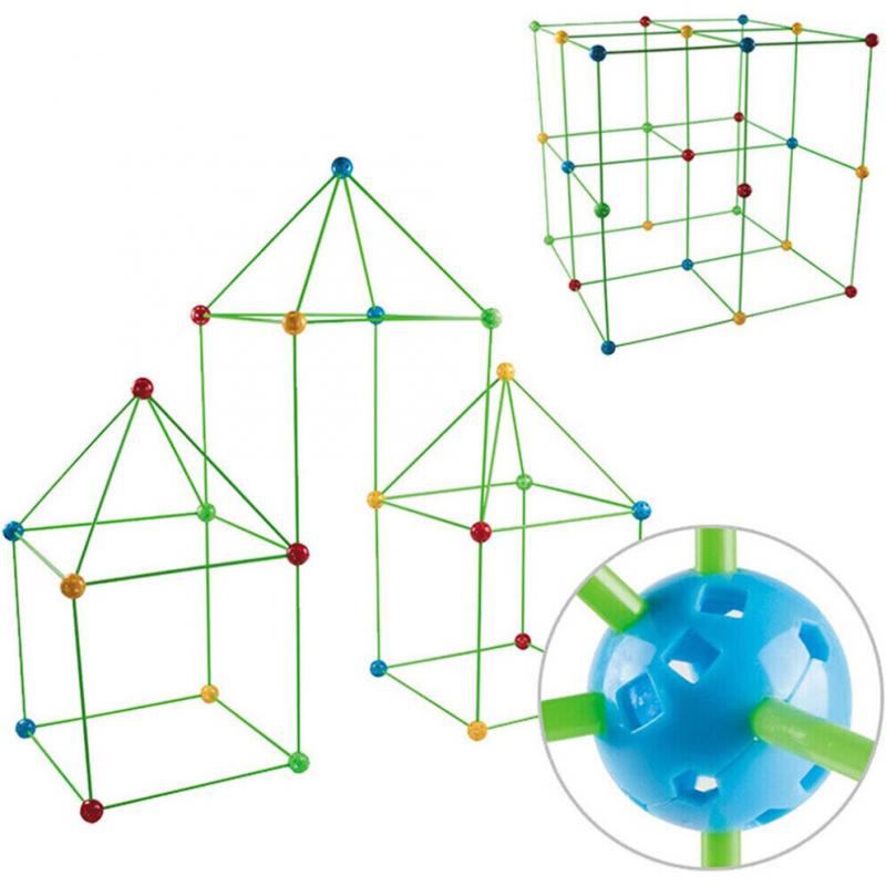 175Pcs Build Your Own Den Set DIY Kids Fort Construction Building Toy