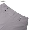 ZANZEA Women Casual Solid Color High Waist Wide Leg Pants