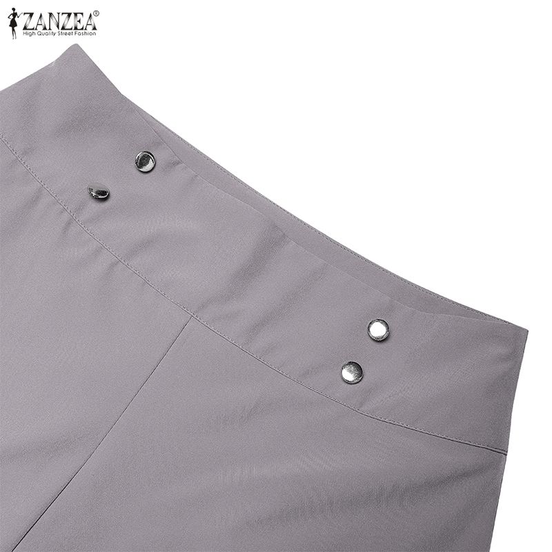 ZANZEA Women Casual Solid Color High Waist Wide Leg Pants