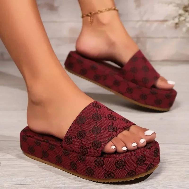 Fashion Summer Women's Platform Shoes Open Toe Flats Women's Platform Slippers Outdoor Plus Size Casual Slippers for Women 2024