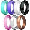 7Pcs/Set Multi Color Fashion Silicone Finger Ring Couple Lover Jewelry Gift