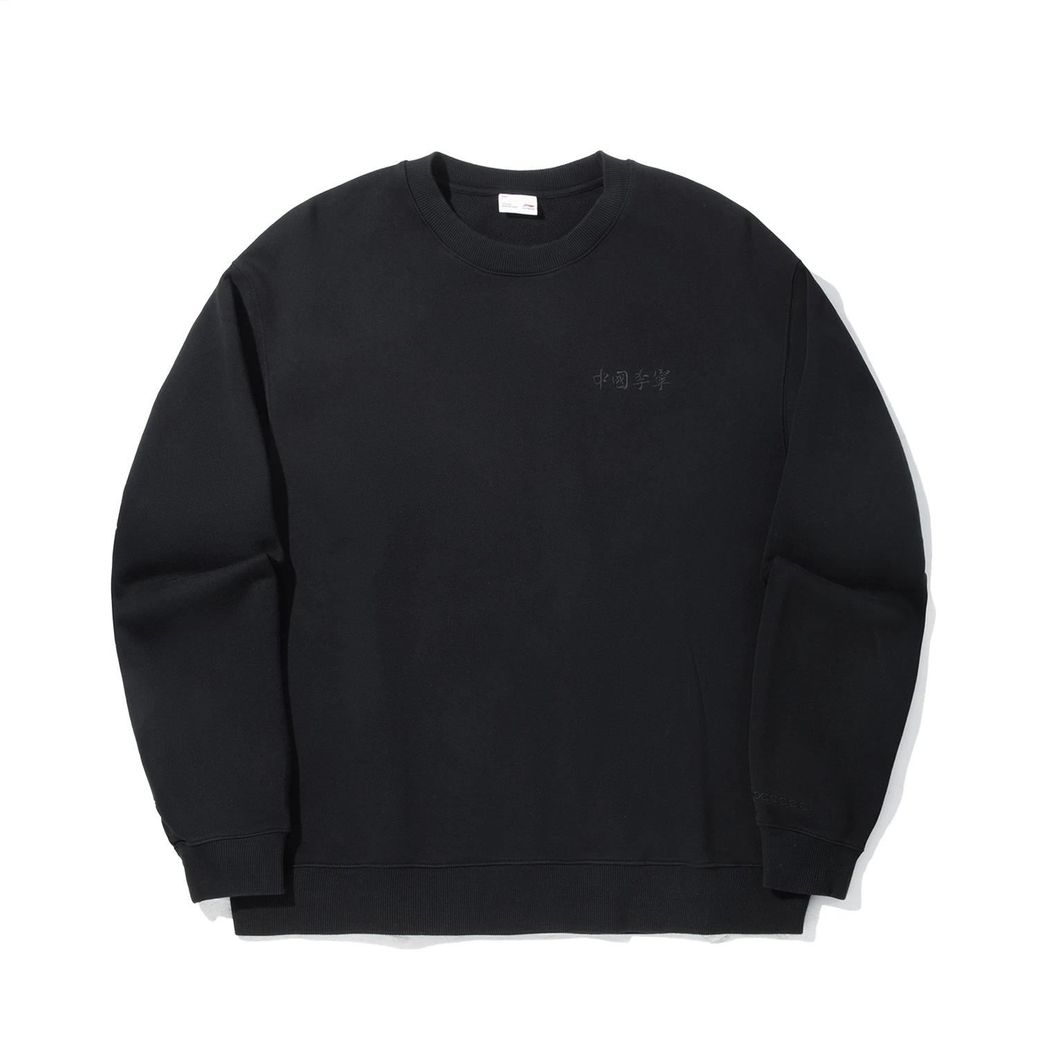 Li Ning Sweatshirts Unisex Black Crew Neck Moderate AWDVH75-3 L