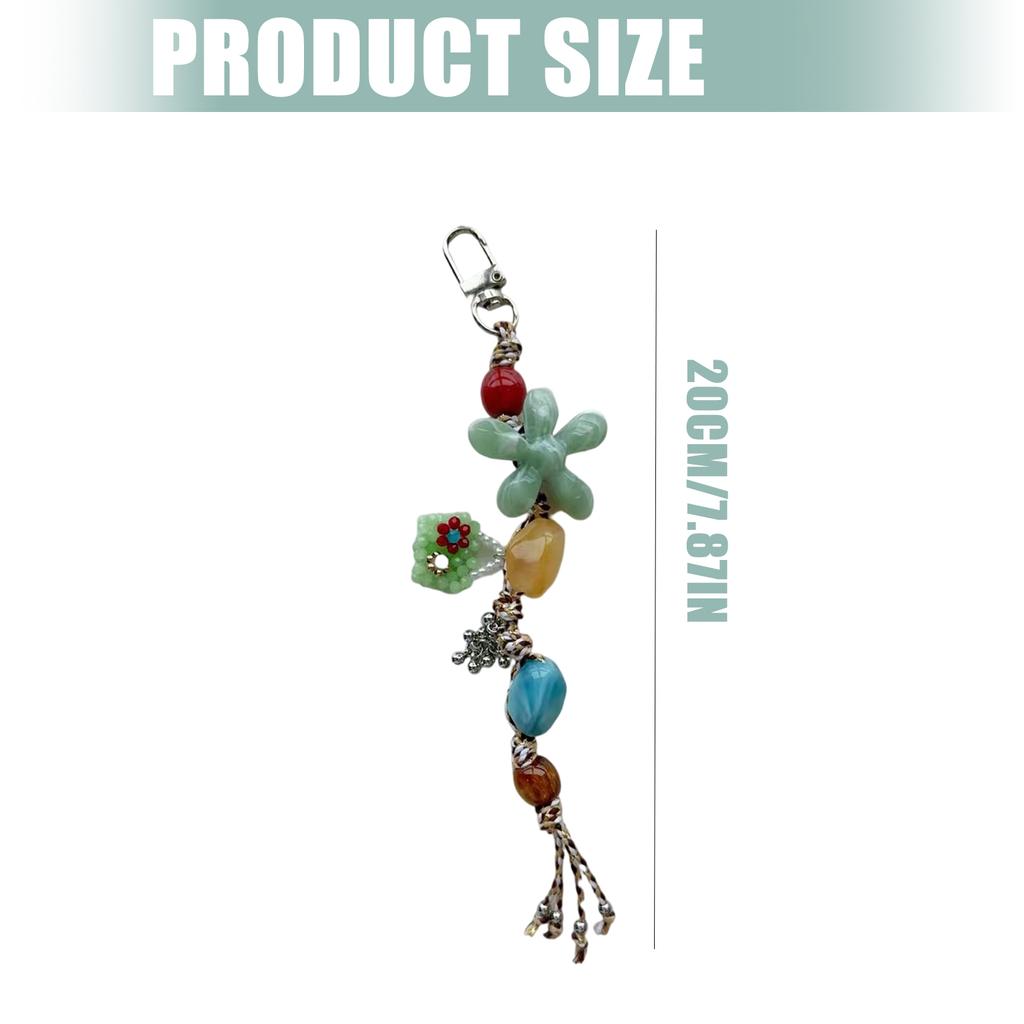 Vibrant Resin Flower Bead Keychain Phone Lanyard with Retro Charm Hanging Accessory for Phone Bag Gift Idea