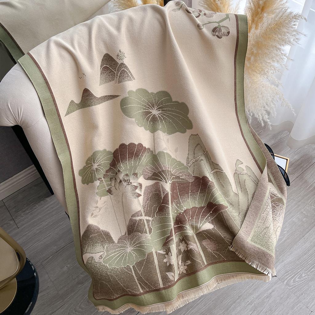 Korean Version Of Jacquard Warm Fashion Temperament Scarf Dual-Purpose Air-Conditioned Room Shawl Thickened Shawl