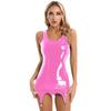 Dress with Garter Belt Women Sleeveless Patent Leather Mini Dress Bodycon Pencil Clubwear
